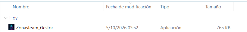 Paso 1: archivo Zonasteam-Gestor.exe en la carpeta de descargas